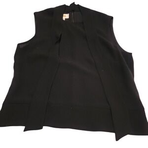Talbots Petites‎ Black Sleeveless Open Front Vest Career Casual Size 8